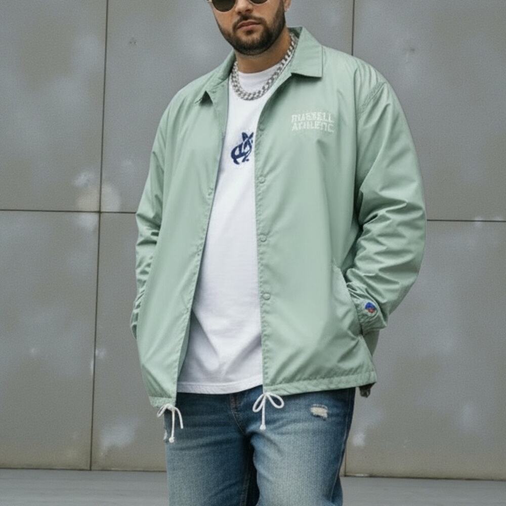 Russell Athletic Coaches Jacket Big Men 4XL Mint Snap Front - New